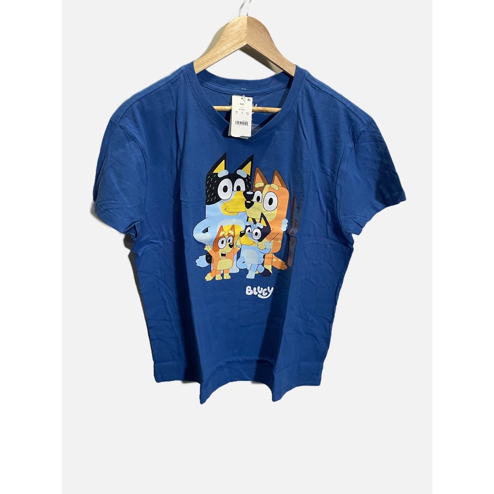 Bluey Graphic T-Shirt Women XXL Blue Heeler Family‎ Cotton Casual Fan Tee